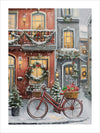 Experience the magic of the holiday season with Christmas Town. This vintage artwork features a charming winter scene, complete with a festive building adorned with wreaths and garlands. The warm glow of the windows and the gentle falling snow create an inviting atmosphere. Delight in the details, from the red bicycle brimming with gifts to the decorated Christmas trees. Make your holidays merry and bright with Christmas Town.