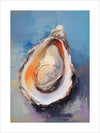 Bring a unique style to your kitchen or dining room with this Foodie Galore Art Print No.10! Featuring a realistic painting of an oyster shell in the center, this artwork is an eye-catching addition to any food-lover's living space. Signed by the artist in the bottom right corner, this image is a vibrant balance of blue, gray, orange, and white colors. Perfect for a special foodie in your life, this art print is a beautiful way to express your love for cooking and eating!