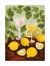 Add a unique touch to any room with this delightful Foodie Galore Art Print No.13. Featuring a painterly style illustration of two glasses of drinks and lemons, this print is crafted with vibrant colors that brighten up any space. Bring a smile to the face of any food lover or cooking enthusiast with this beautiful food-inspired art.