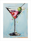 Bright and vivid, like your favorite meal, the Foodie Galore Art Print No.06 is a beautiful painting of a martini glass, olives, and cherries. This fifth example of foodie art is done in a loose, impressionistic style, perfect for brightening up the room of your favorite foodie! Add a splash of flavor to any space with this exquisite piece of art.