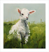 Bring joy and innocence into your home with this art print of a playful baby lamb frolicking in a vibrant green field. The bright colors and lively scene will add a touch of whimsy to any space. Perfect for animal lovers and those looking for a pop of color in their decor.