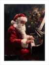 "Santa's Serenade" captures the whimsical charm of the holiday season with a vintage depiction of Santa Claus playing a grand piano. The rich, textured brushstrokes and warm, festive colors evoke a sense of nostalgia and joy, making it a perfect piece to celebrate the magic of Christmas.