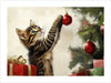 Add a touch of whimsy and holiday cheer to your home decor with The Shiny Red Ball. This charming art print features a playful kitten reaching for a red Christmas ornament, capturing the curiosity and joy of the season. With its vibrant colors and realistic style, it's the perfect addition to any festive space.